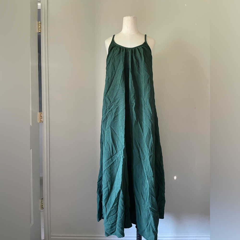The GREAT. gauze green dress maxi 3